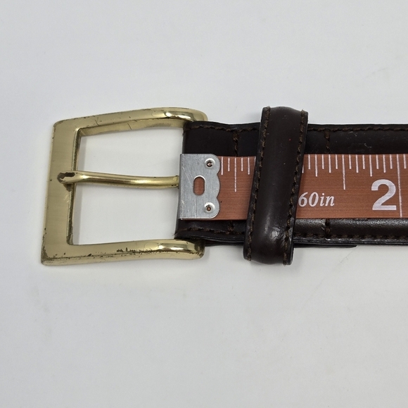 COACH CHOCOLATE BROWN LEATHER BELT GOLD BUCKLE MEN SIZE 34 MENSWEAR CLASSIC - Picture 9 of 13